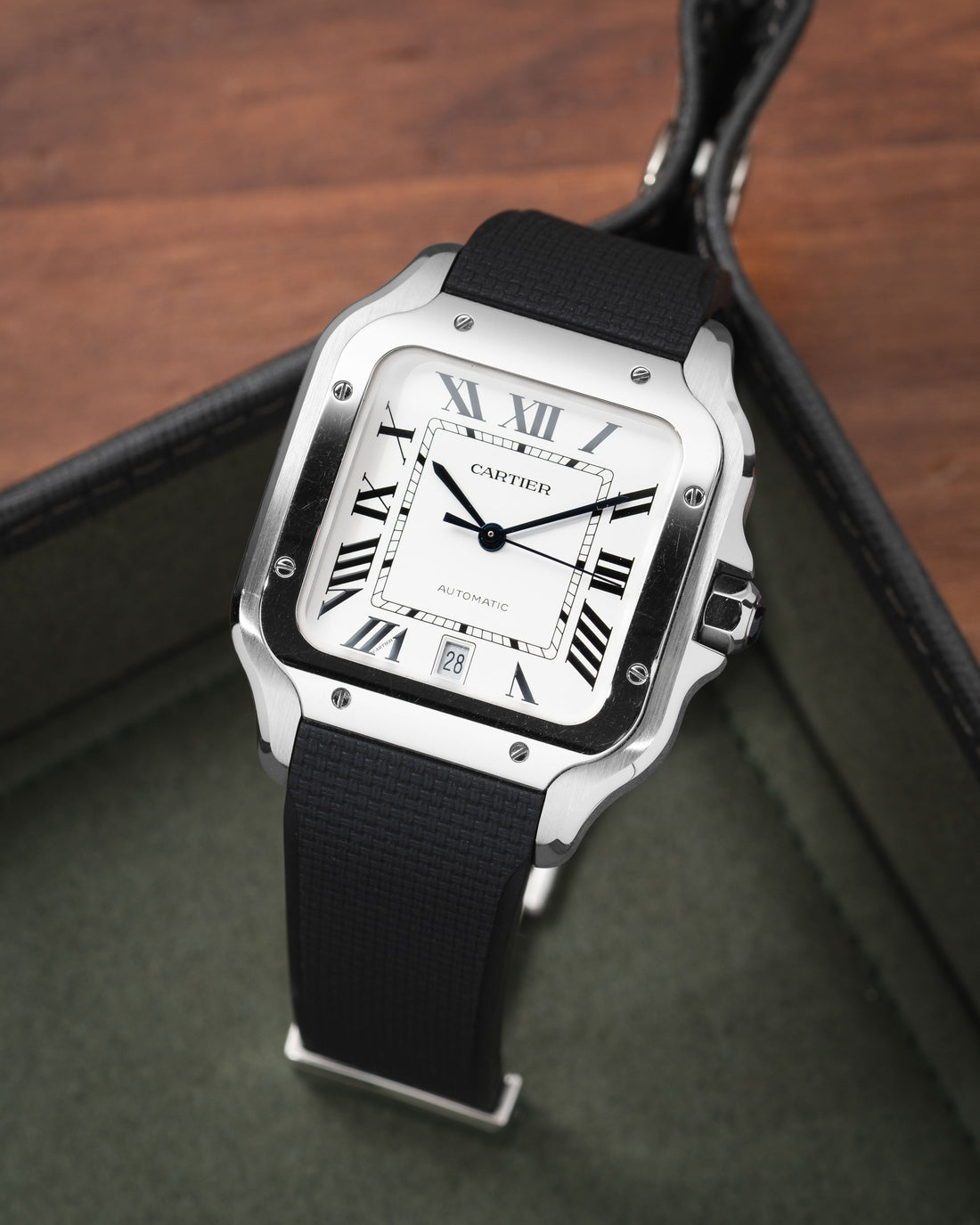 Delugs Cartier Santos de Cartier 專用 Sailcloth 紋理 CTS 橡膠錶帶｜Black 黑色