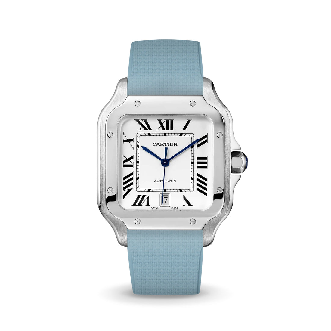 Delugs Cartier Santos de Cartier 專用 Sailcloth 紋理 CTS 橡膠錶帶｜Baby Blue 淺藍