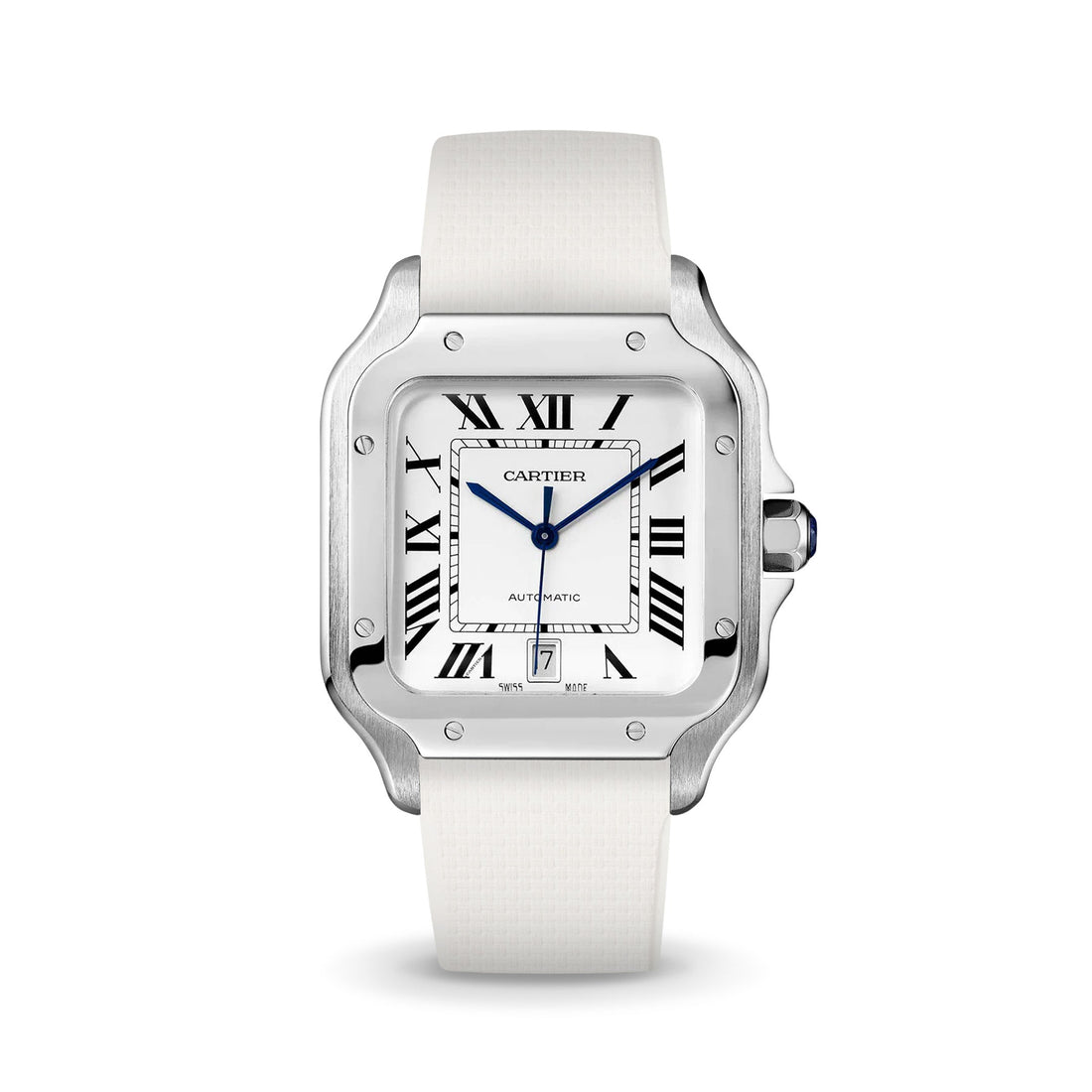 Delugs Cartier Santos de Cartier 專用 Sailcloth 紋理 CTS 橡膠錶帶｜White 白色