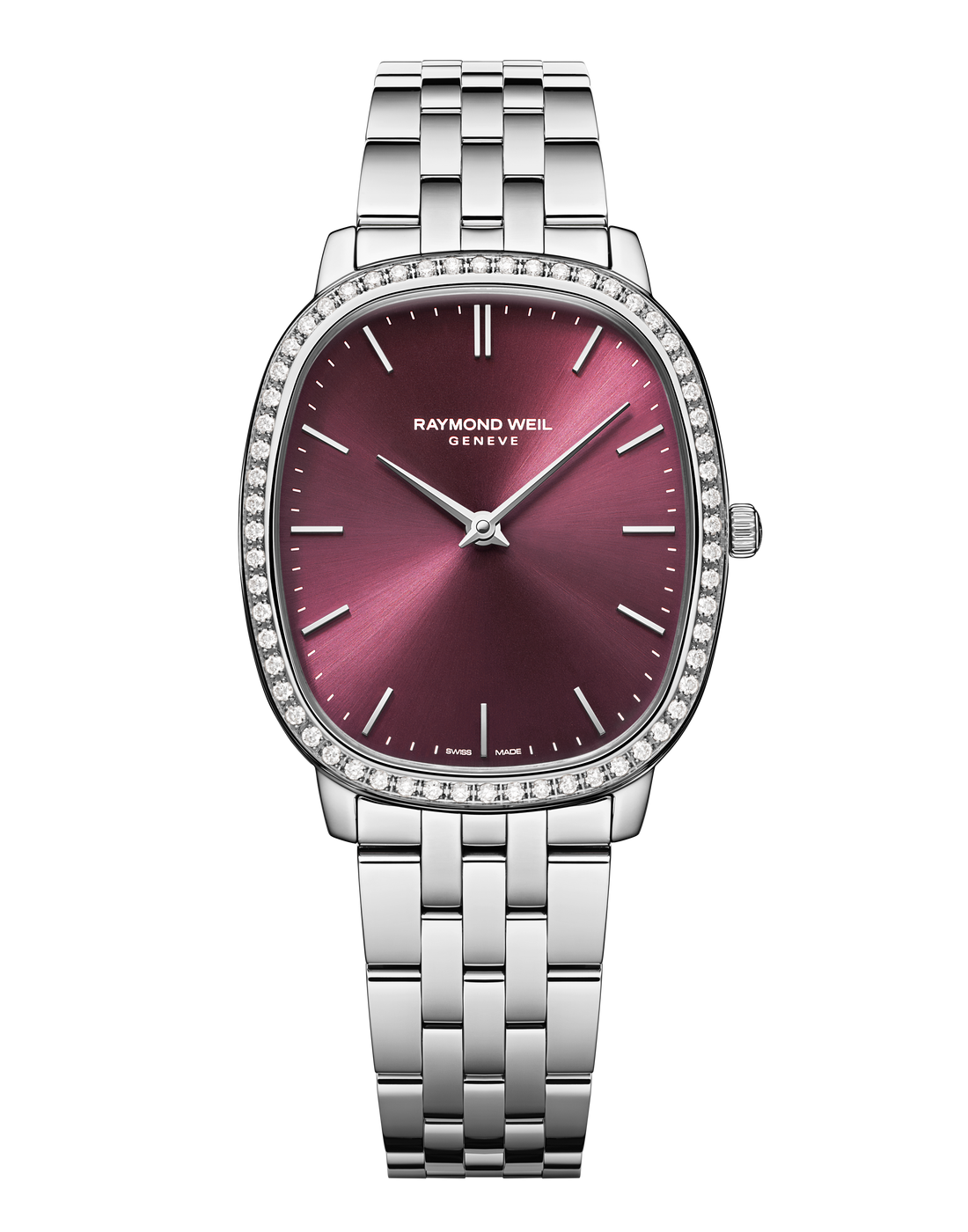 RAYMOND WEIL 蕾蒙威 Toccata Heritage 托卡塔傳承 石英腕錶 酒紅面鑲鑽鋼帶 5280-STS-45001
