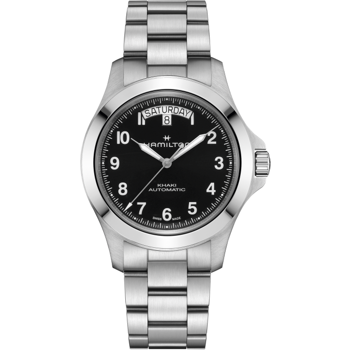 Hamilton 漢米爾頓 Khaki Field King Day-Date 40mm 黑色不鏽鋼鍊帶 H64475131
