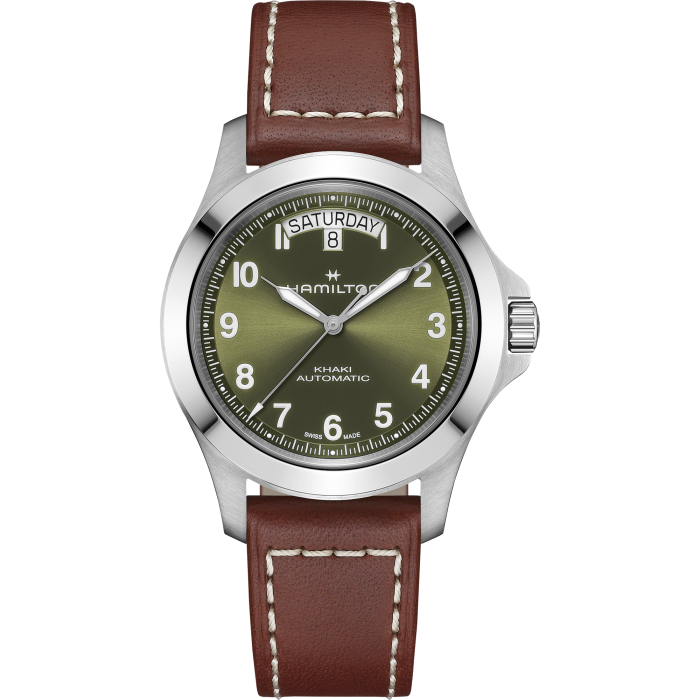 Hamilton 漢米爾頓 Khaki Field King Day-Date 40mm 綠色牛皮錶帶 H64475560